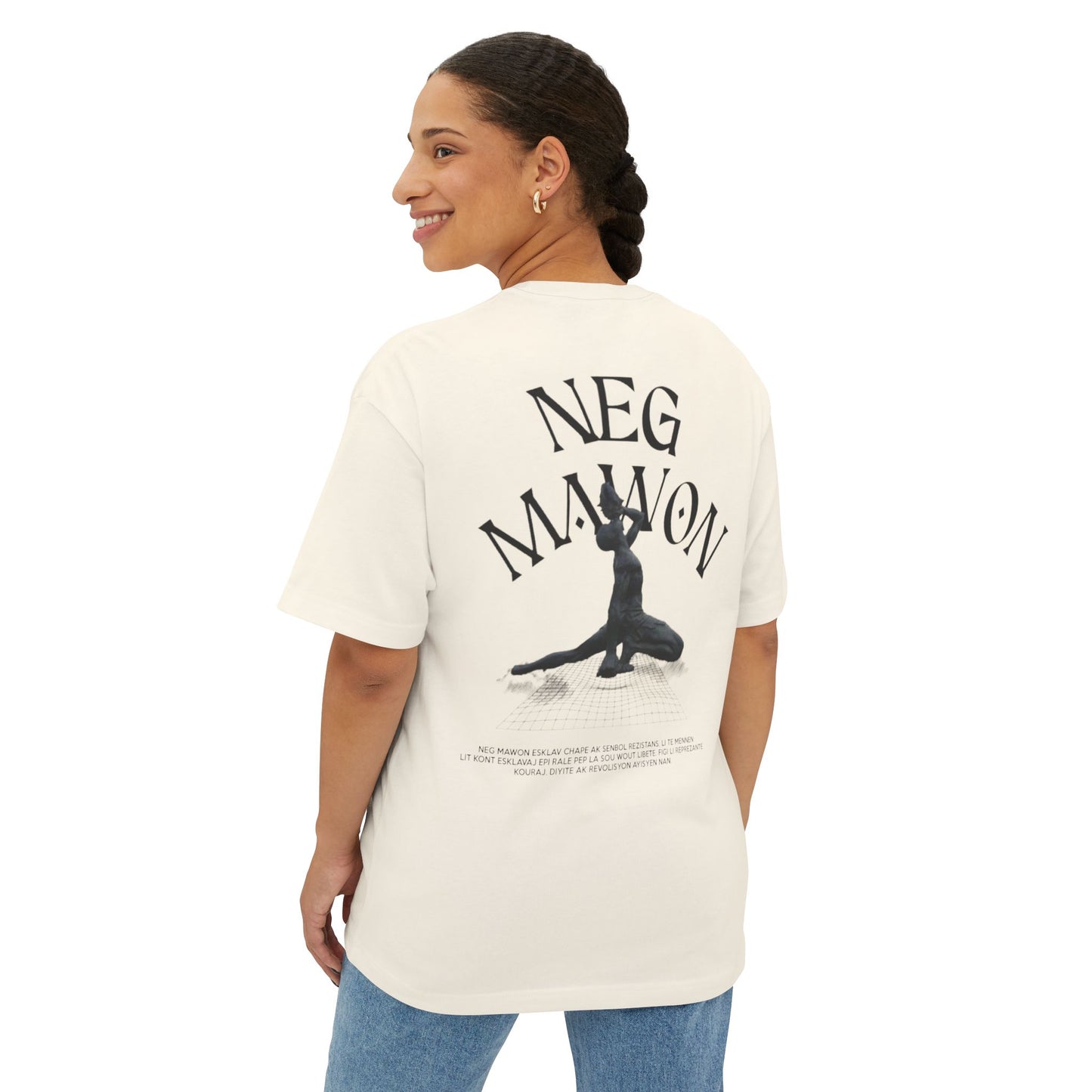 Neg Mawon, Unisex Oversized Boxy Tee with Artistic Design