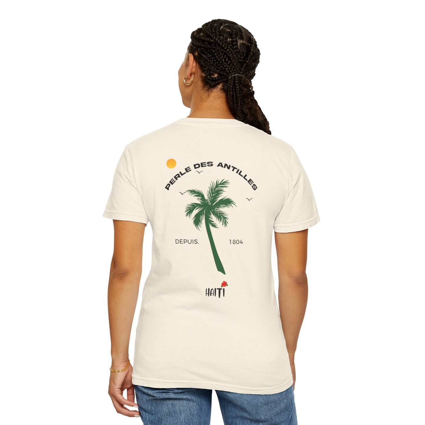 T-shirt with Tropical Palm Design.
