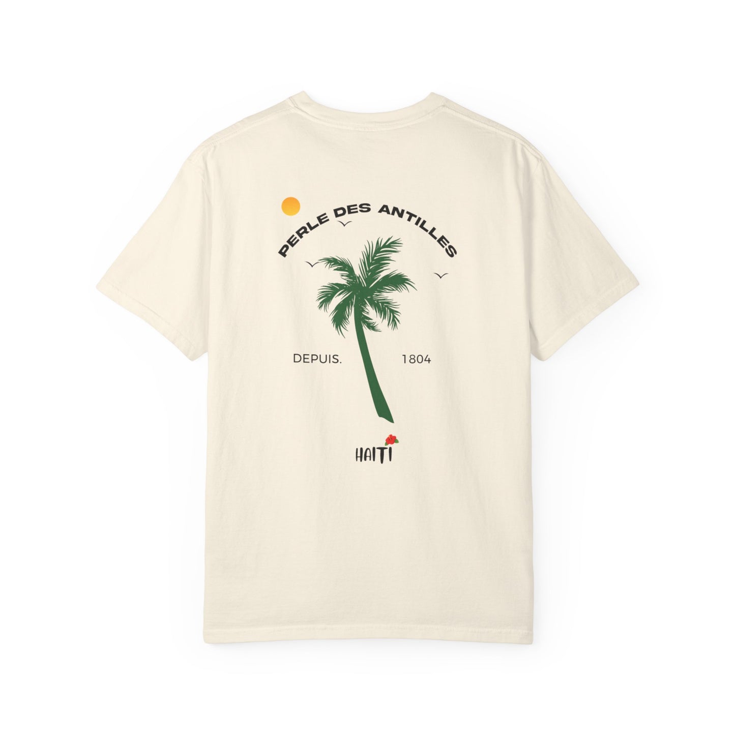 T-shirt with Tropical Palm Design.