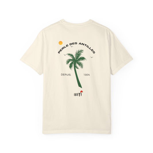 T-shirt with Tropical Palm Design.