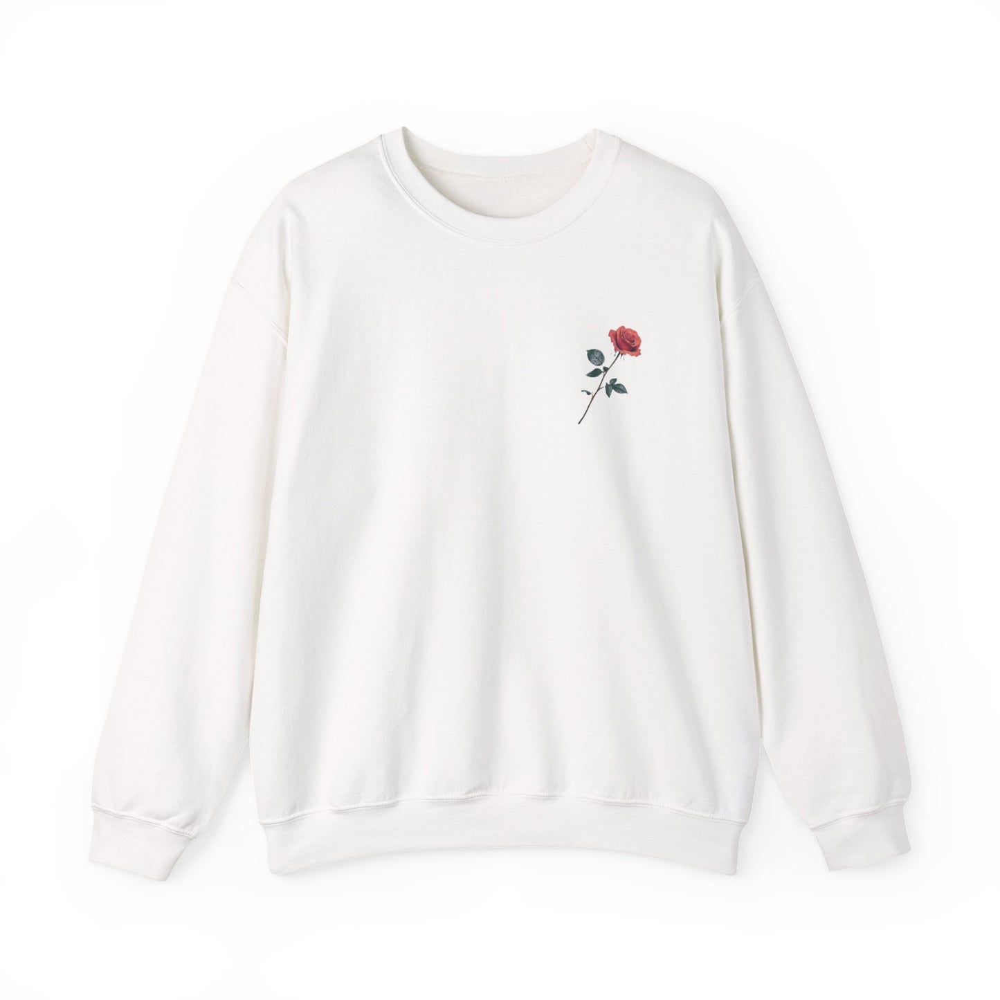 Crewneck Sweatshirt — Rose Graphic “Bloom With Patience, Rise With Strength” Motivational Pullover