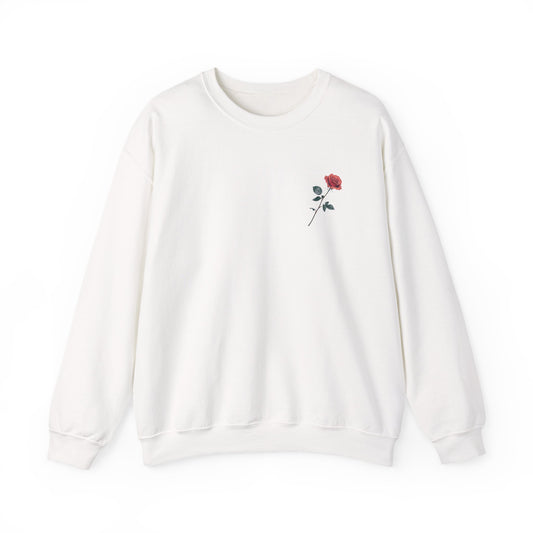 Crewneck Sweatshirt — Rose Graphic “Bloom With Patience, Rise With Strength” Motivational Pullover