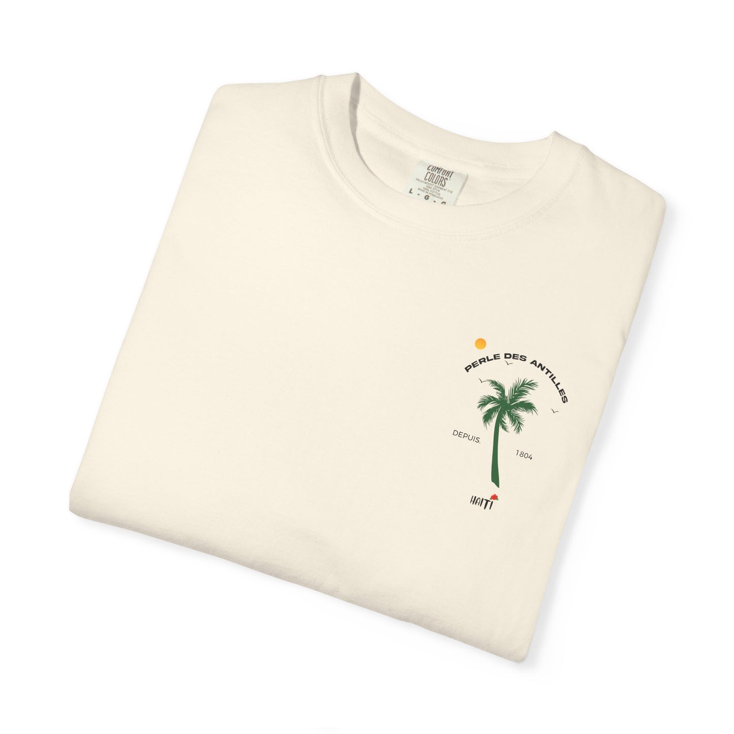 T-shirt with Tropical Palm Design.