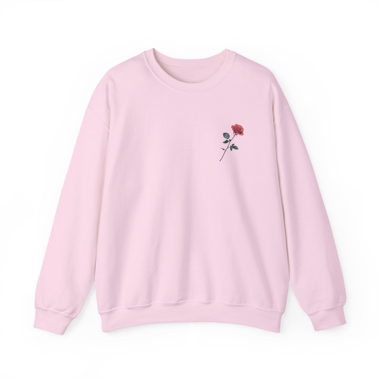 Crewneck Sweatshirt — Rose Graphic “Bloom With Patience, Rise With Strength” Motivational Pullover