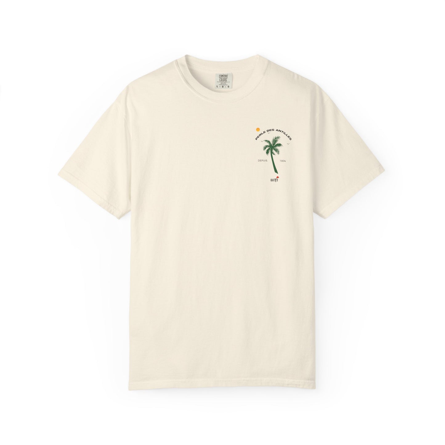T-shirt with Tropical Palm Design.