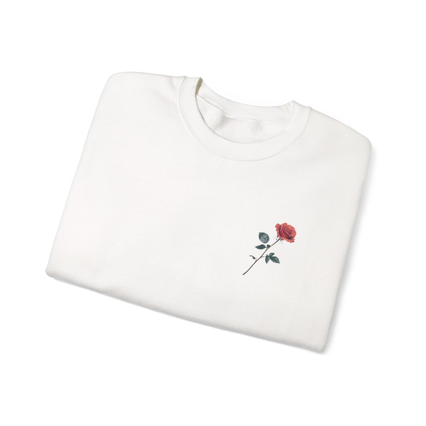 Crewneck Sweatshirt — Rose Graphic “Bloom With Patience, Rise With Strength” Motivational Pullover